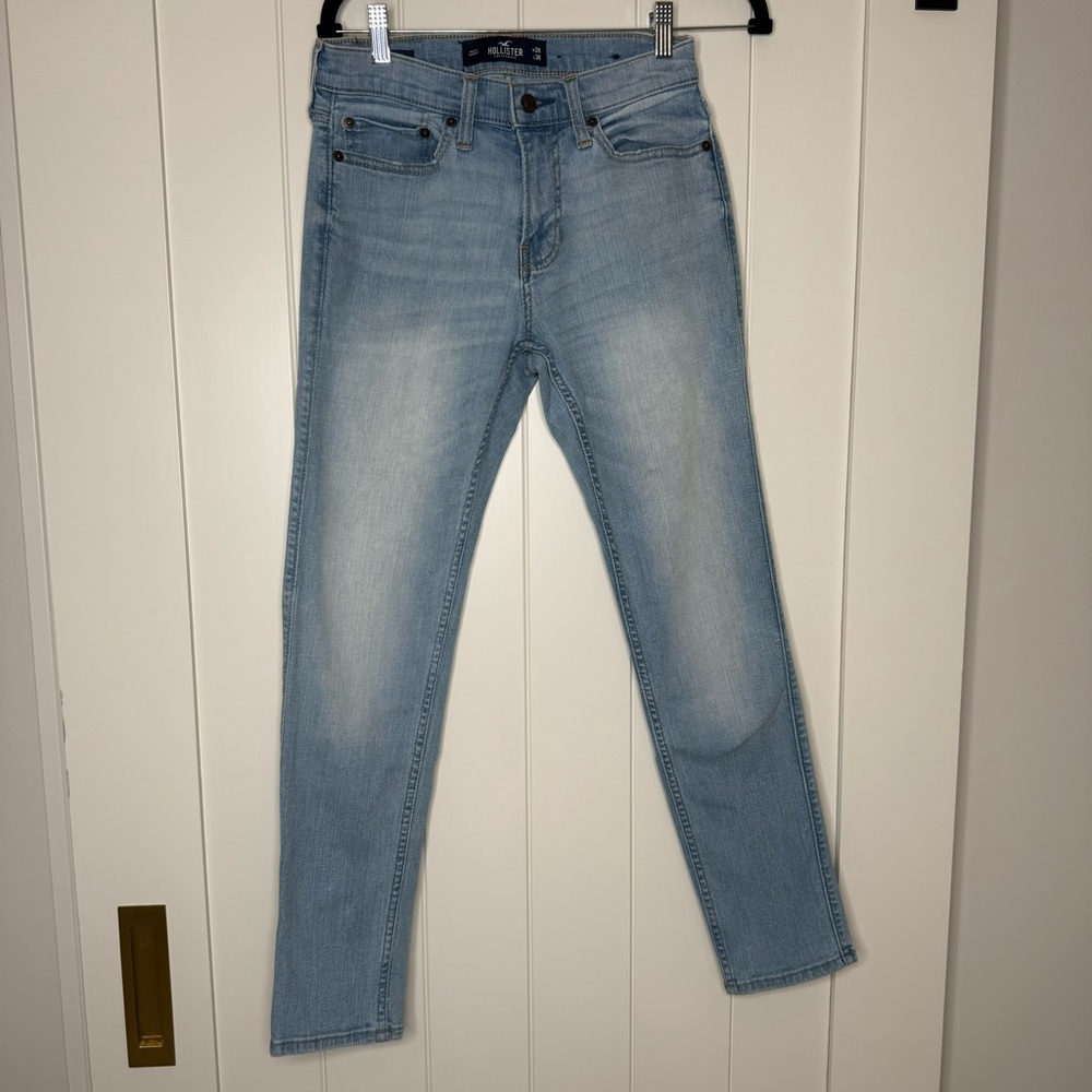 Hollister Jeans Mens 28x30 Skinny Light Wash Denim Advanced Stretch Zip